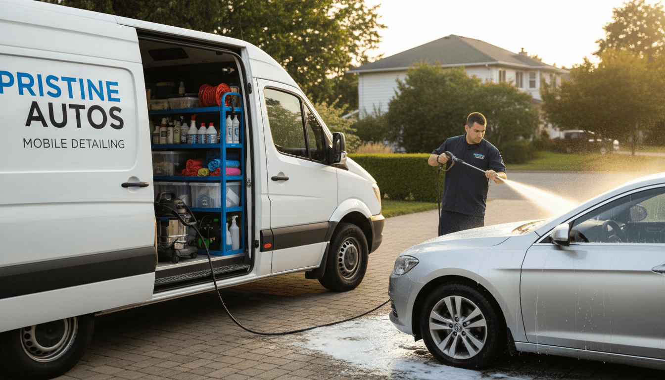Mobile detailing service at residential location